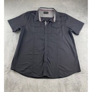 TRAGEDY Mens Black Short Sleeve Button Up Shirt 2XL Dual Pocket Zip Detail